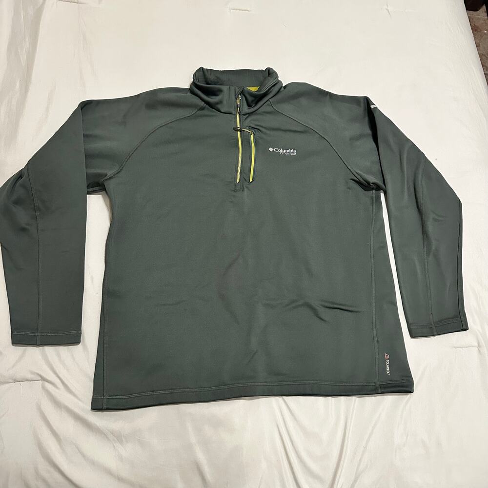 Columbia Titanium 1/4 Zip Fleece Pullover Jacket Grey Yellow Accent Men's XL